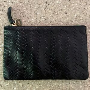 Clare V. Black Leather Clutch/Pouch with Gold Accents